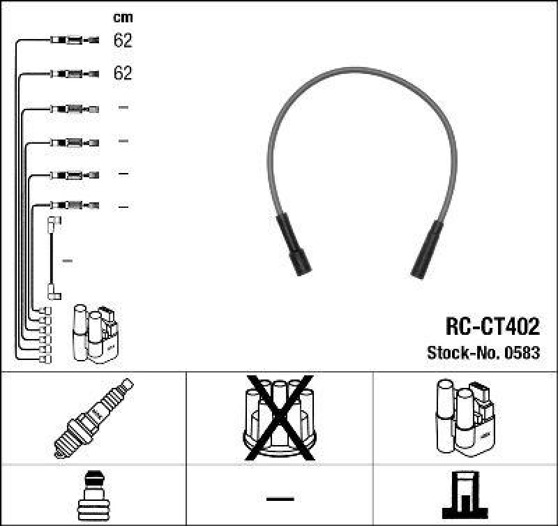 NGK 0583 Z&uuml;ndleitungssatz RC-CT402 |Z&uuml;ndkabel