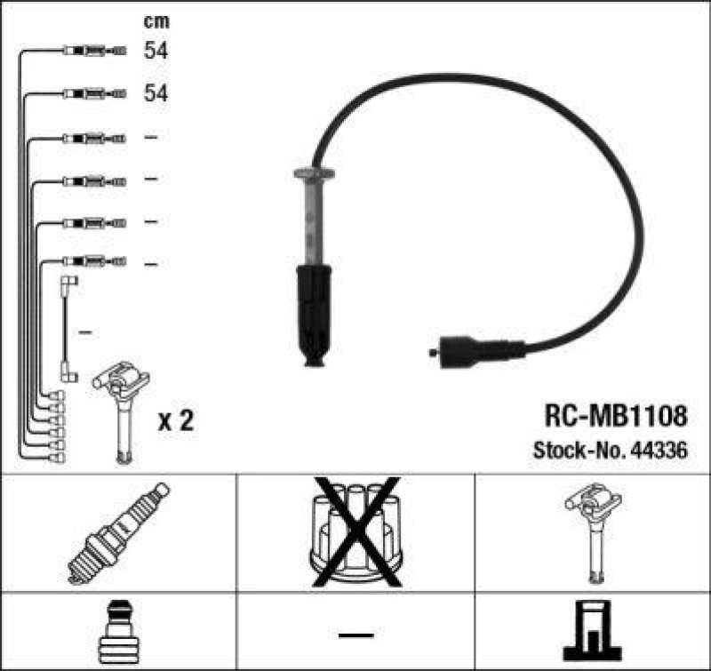 NGK 44336 Zündleitungssatz RC-MB1108 |Zündkabel