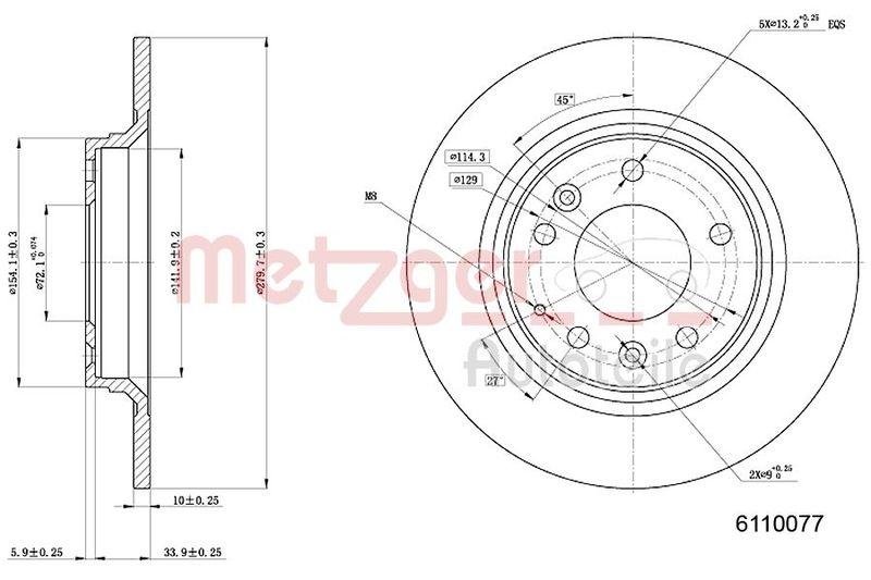 METZGER 6110077 Bremsscheibe Lack/Ks für MAZDA HA