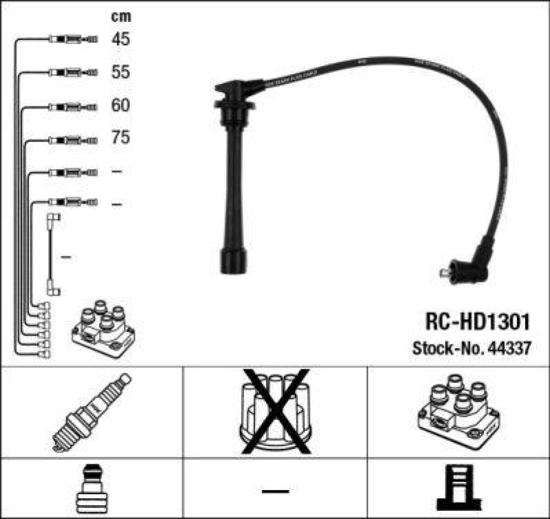 NGK 44337 Zündleitungssatz RC-HD1301 |Zündkabel