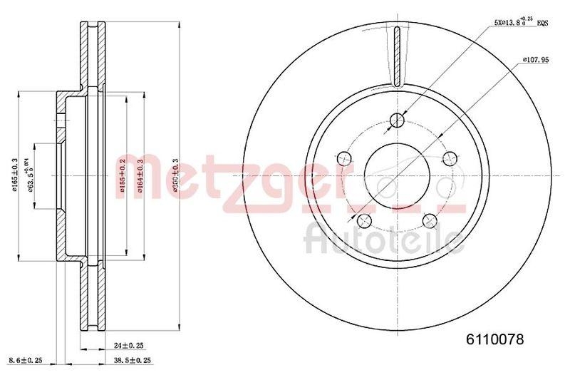 METZGER 6110078 Bremsscheibe Lack/Ks für FORD VA