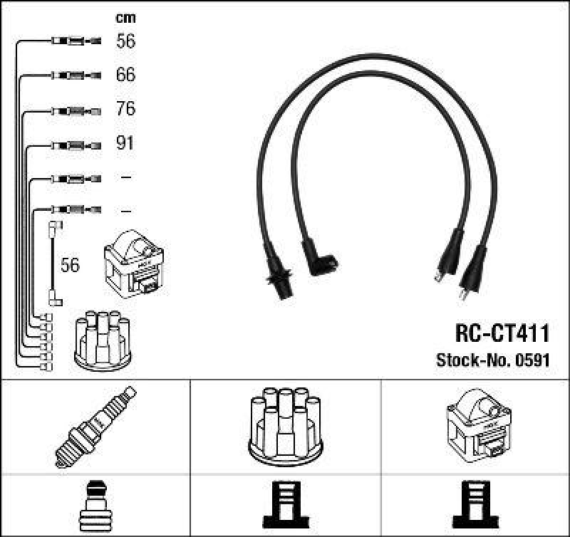 NGK 0591 Zündleitungssatz RC-CT411 |Zündkabel