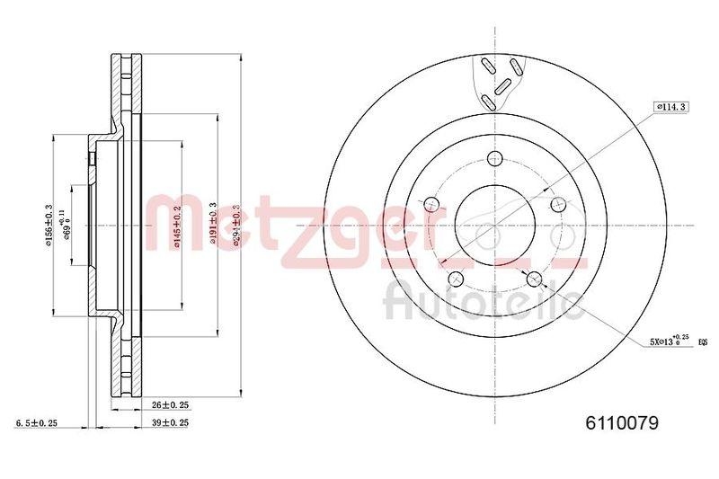 METZGER 6110079 Bremsscheibe Lack/Ks für CHRYSLER VA