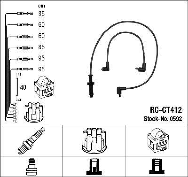 NGK 0592 Zündleitungssatz RC-CT412 |Zündkabel