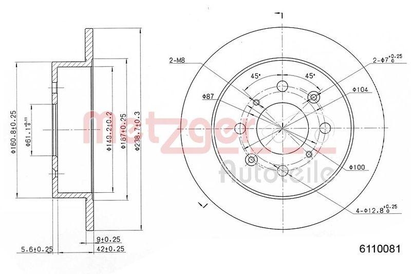 METZGER 6110081 Bremsscheibe Lack/Ks für HONDA HA