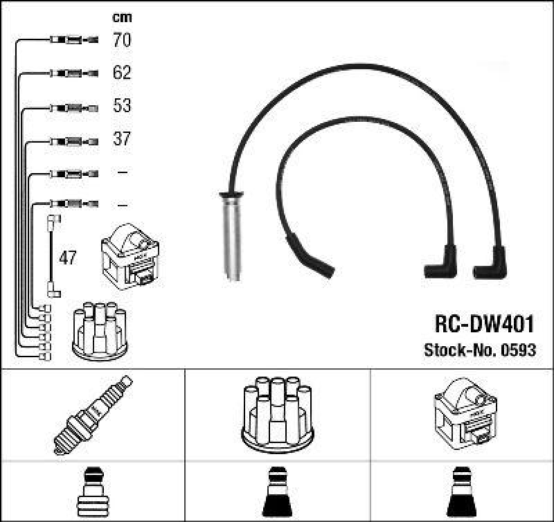 NGK 0593 Zündleitungssatz RC-DW401 |Zündkabel