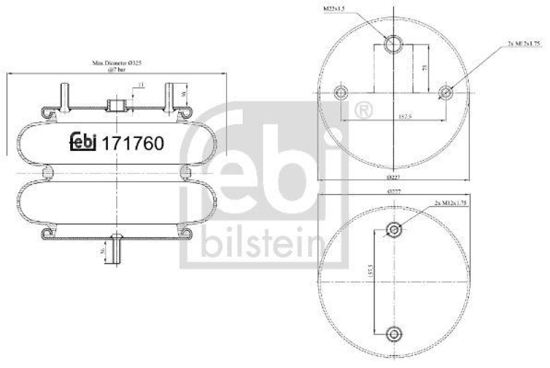 FEBI BILSTEIN 171760 Luftfederbalg für Liftachse für DAF