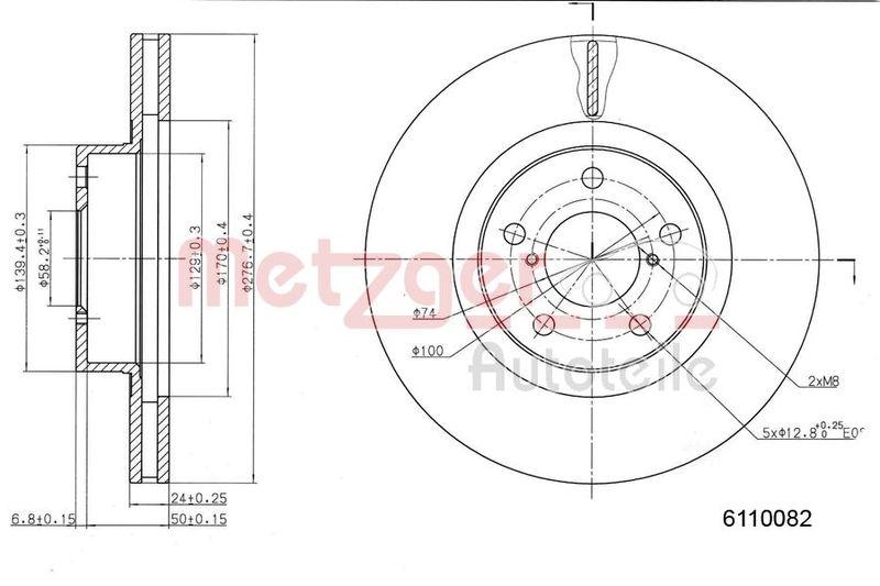 METZGER 6110082 Bremsscheibe Lack/Ks für SUBARU VA