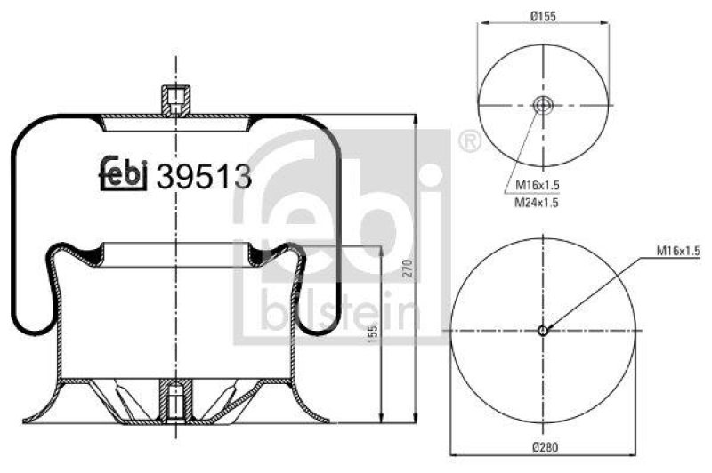 FEBI BILSTEIN 39513 Luftfederbalg mit Stahlkolben für Mercedes-Benz