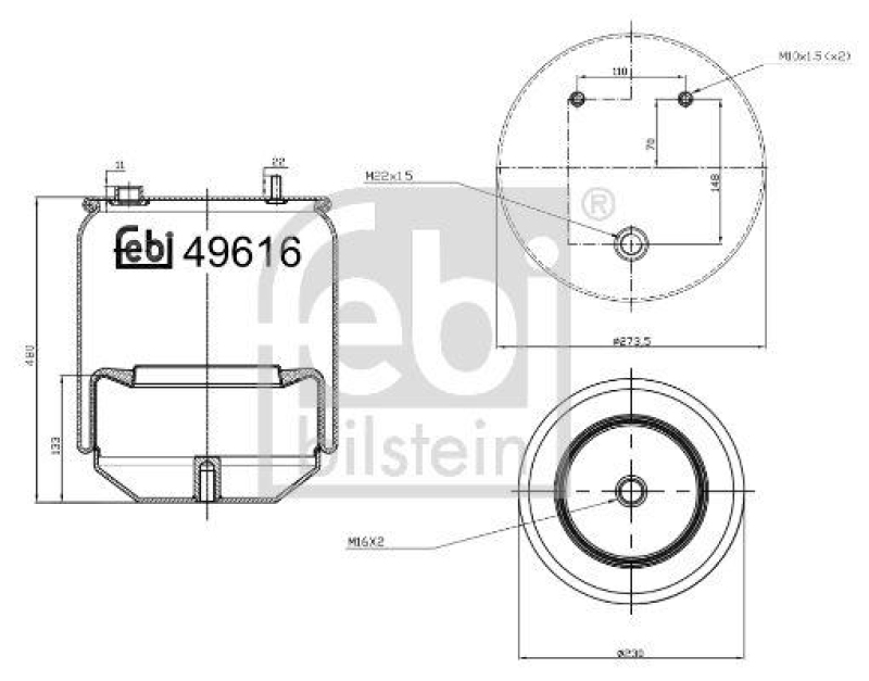 FEBI BILSTEIN 49616 Luftfederbalg mit Stahlkolben für DAF