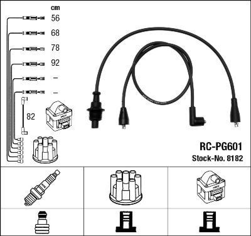 NGK 8182 Zündleitungssatz RC-PG601 |Zündkabel