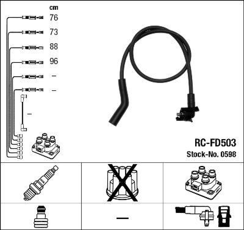 NGK 0598 Zündleitungssatz RC-FD503 |Zündkabel