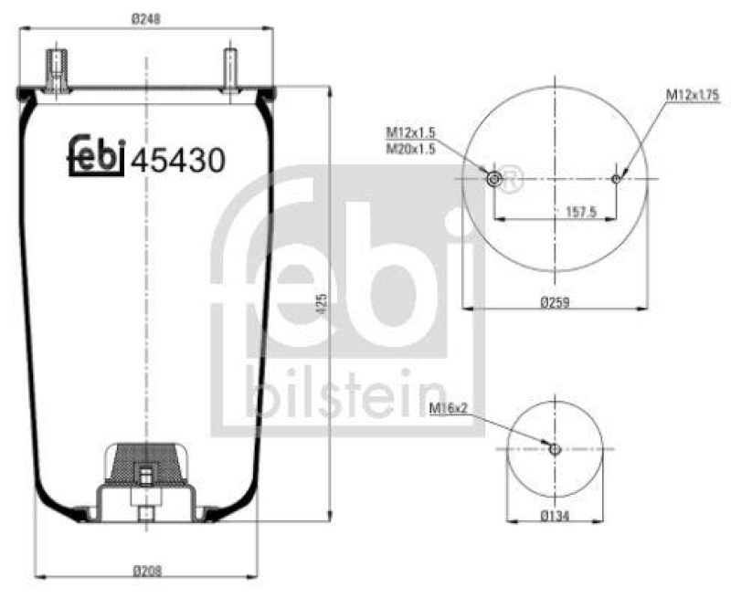 FEBI BILSTEIN 45430 Luftfederbalg ohne Kolben für Bergische Achsen