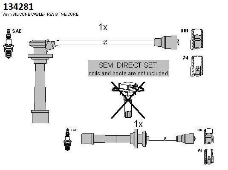 HITACHI 134281 Zündkabelsatz für KIA u.a.