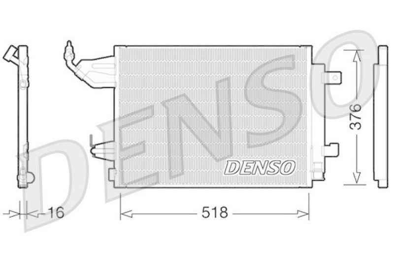 DENSO DCN16001 Kondensator A/C SMART FORTWO Coupe (451) 1.0 (451.331, 451.380) (2007 - )