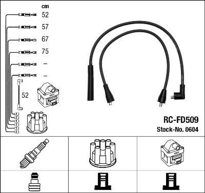 NGK 0604 Zündleitungssatz RC-FD509 |Zündkabel