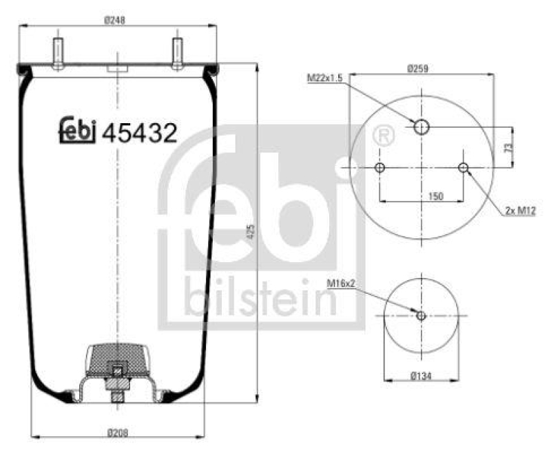 FEBI BILSTEIN 45432 Luftfederbalg ohne Kolben für Bergische Achsen