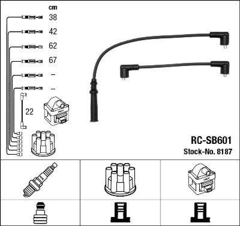 NGK 8187 Zündleitungssatz RC-SB601 |Zündkabel