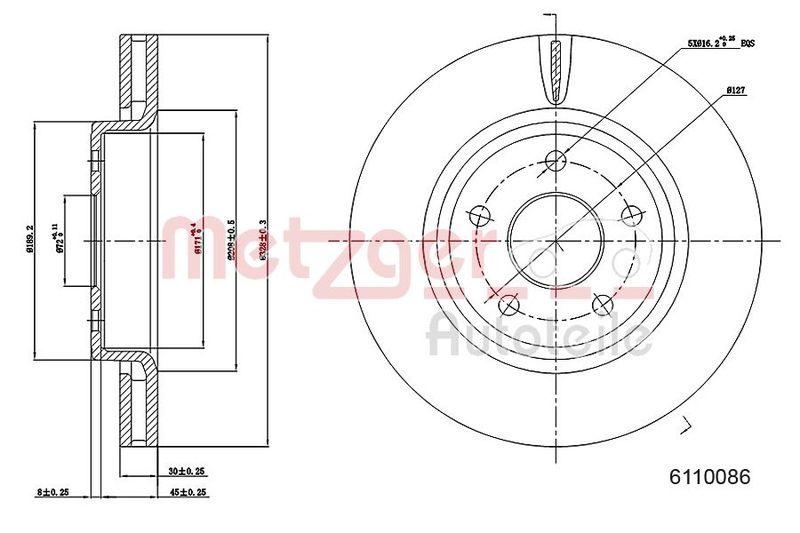 METZGER 6110086 Bremsscheibe Lack/Ks für JEEP VA