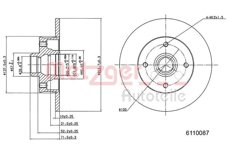 METZGER 6110087 Bremsscheibe Lack/Ks für SEAT/VW HA