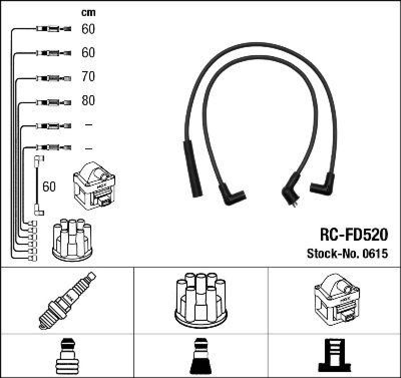 NGK 0615 Zündleitungssatz RC-FD520 |Zündkabel