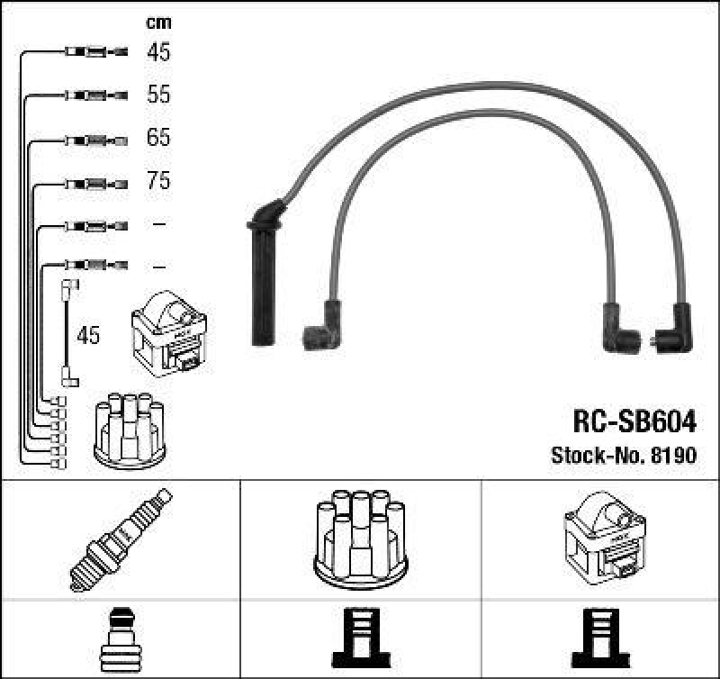 NGK 8190 Zündleitungssatz RC-SB604 |Zündkabel