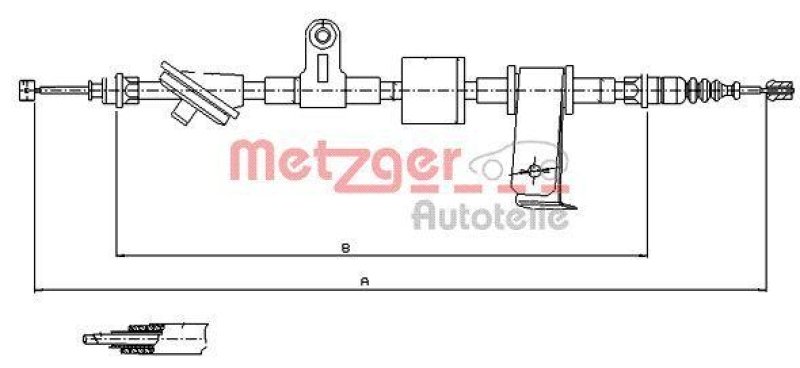 METZGER 12.0101 Seilzug, Feststellbremse für ALFA hinten rechts