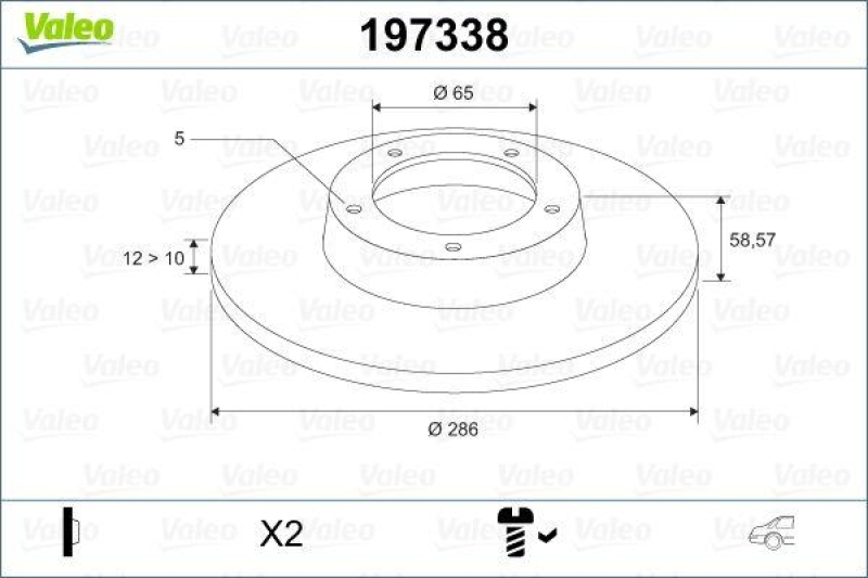 VALEO 197338 Bremsscheibe