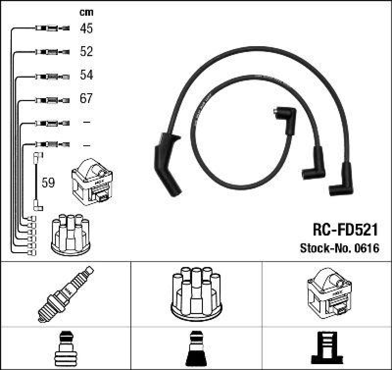 NGK 0616 Zündleitungssatz RC-FD521 |Zündkabel