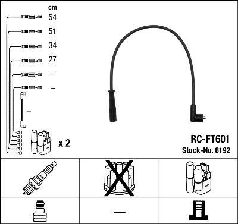 NGK 8192 Zündleitungssatz RC-FT601 |Zündkabel