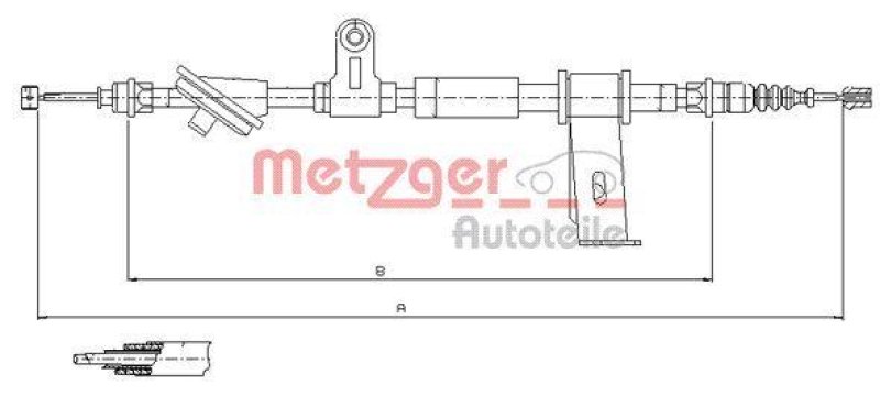 METZGER 12.0102 Seilzug, Feststellbremse für ALFA hinten links