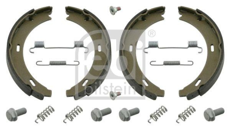 FEBI BILSTEIN 02100 Bremsbackensatz für Feststellbremse, mit Anbaumaterial für Mercedes-Benz