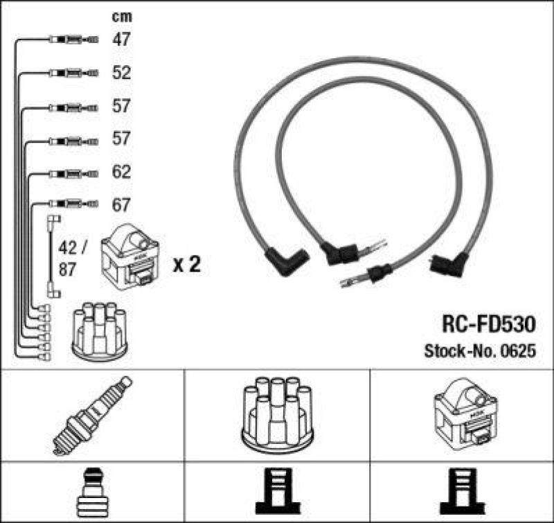 NGK 0625 Zündleitungssatz RC-FD530 |Zündkabel