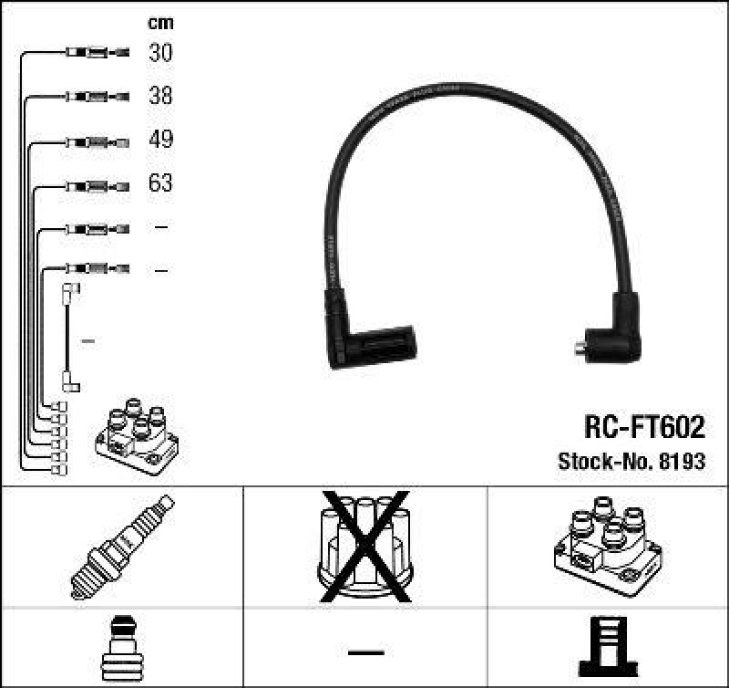 NGK 8193 Zündleitungssatz RC-FT602 |Zündkabel