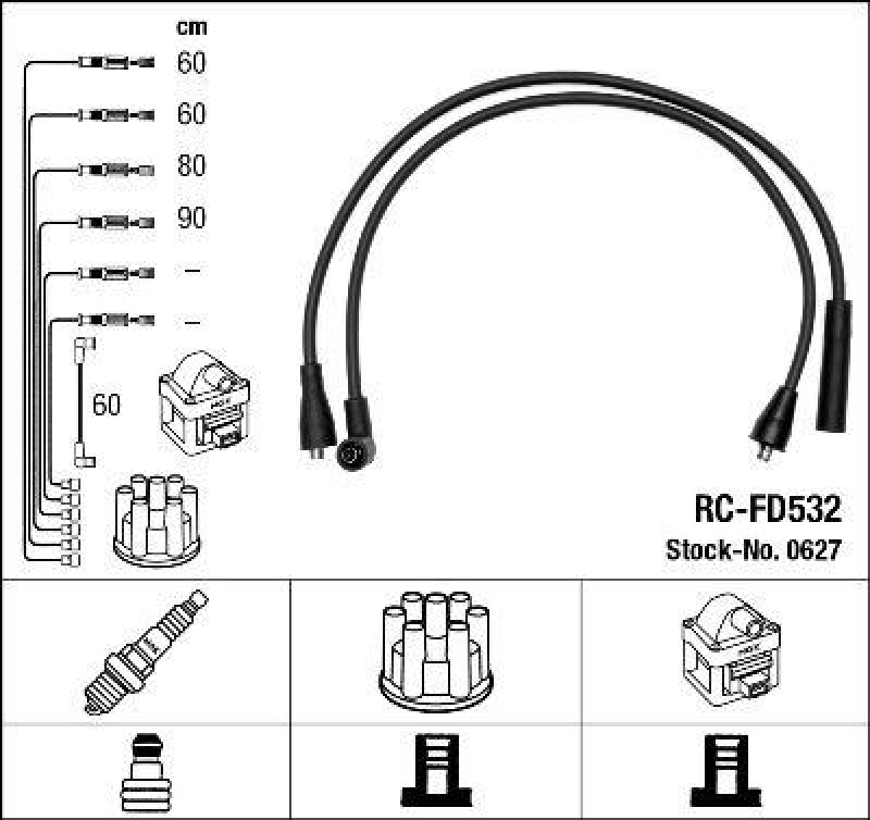 NGK 0627 Zündleitungssatz RC-FD532 |Zündkabel