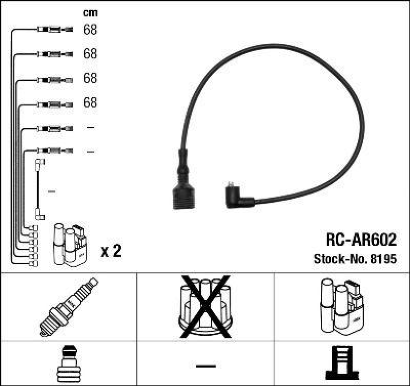 NGK 8195 Zündleitungssatz RC-AR602 |Zündkabel