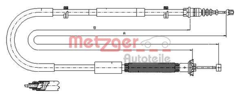 METZGER 12.0703 Seilzug, Feststellbremse für FIAT hinten links