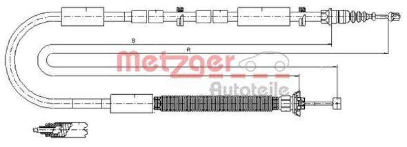 METZGER 12.0706 Seilzug, Feststellbremse für FIAT hinten rechts