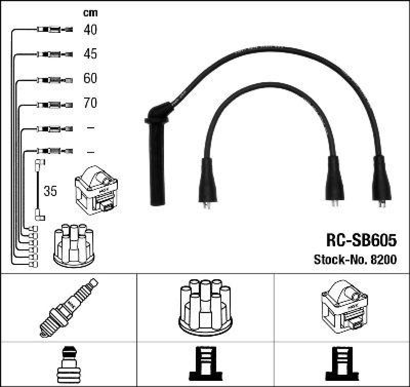 NGK 8200 Zündleitungssatz RC-SB605 |Zündkabel