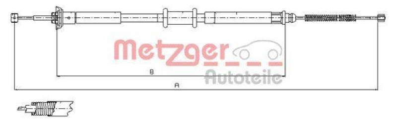 METZGER 12.0715 Seilzug, Feststellbremse für FIAT hinten links/rechts