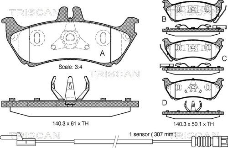 TRISCAN 8110 23029 Bremsbelag Hinten für Mercedes Serie M