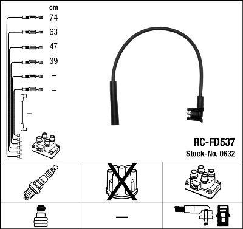 NGK 0632 Zündleitungssatz RC-FD537 |Zündkabel