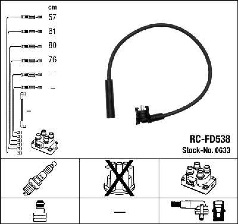 NGK 0633 Zündleitungssatz RC-FD538 |Zündkabel