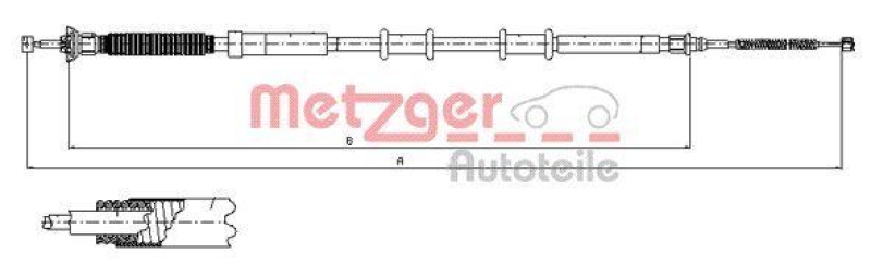 METZGER 12.0716 Seilzug, Feststellbremse für FIAT hinten rechts