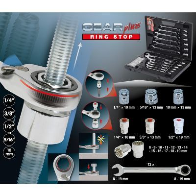 KS TOOLS 503.4960 GEARplus RINGSTOP-Ratschenringmaulschlüssel-Satz