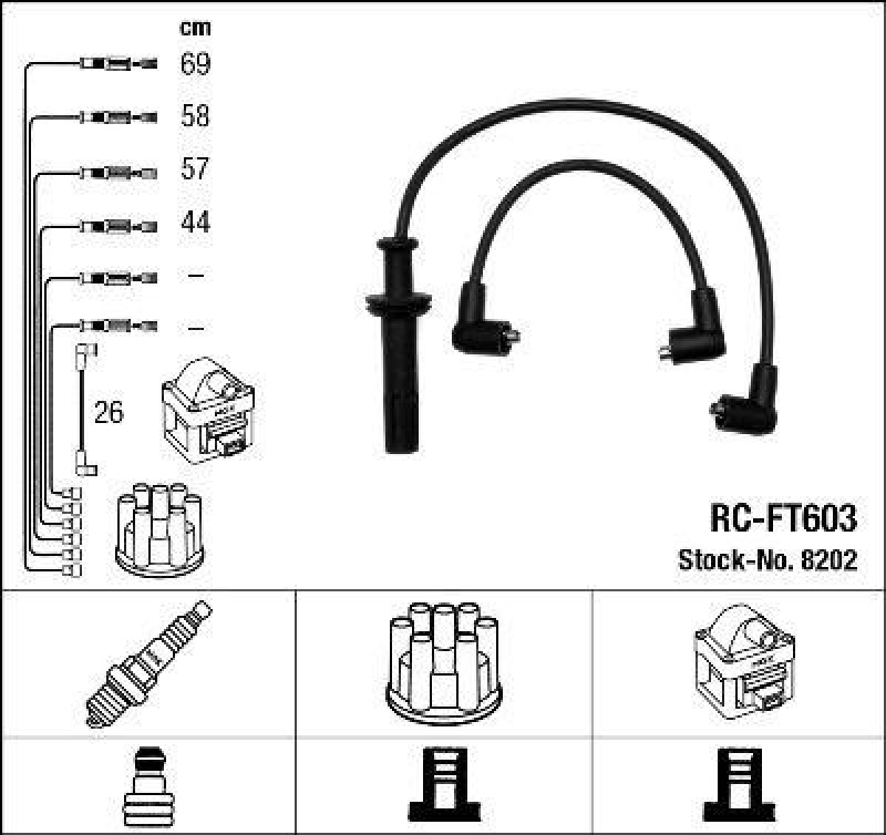 NGK 8202 Zündleitungssatz RC-FT603 |Zündkabel