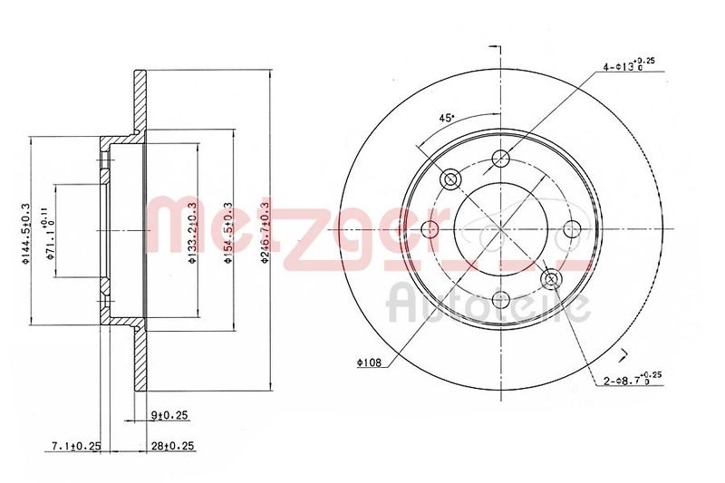 METZGER 6110094 Bremsscheibe Lack/Ks für PEUGEOT HA