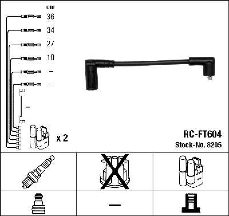 NGK 8205 Zündleitungssatz RC-FT604 |Zündkabel