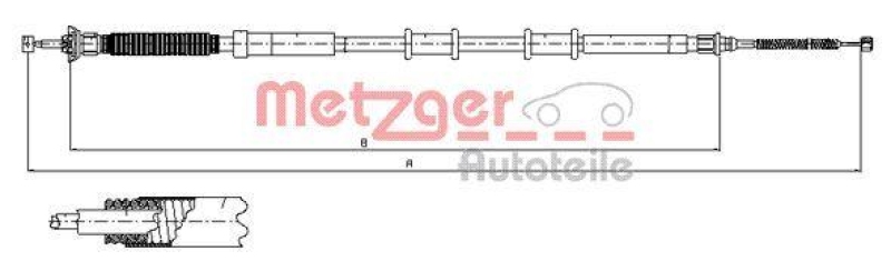 METZGER 12.0718 Seilzug, Feststellbremse für FIAT hinten rechts