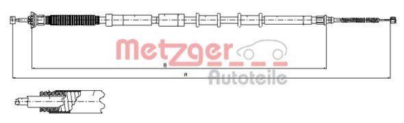 METZGER 12.0719 Seilzug, Feststellbremse für FIAT hinten links